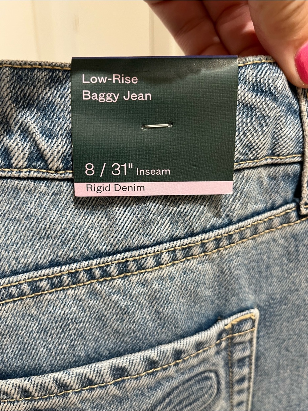 NWT Wild Fable Low-Rise Baggy Light Wash Jeans w/Bow Pocket, TWO Sizes - 8 & 10 - Picture 7 of 12